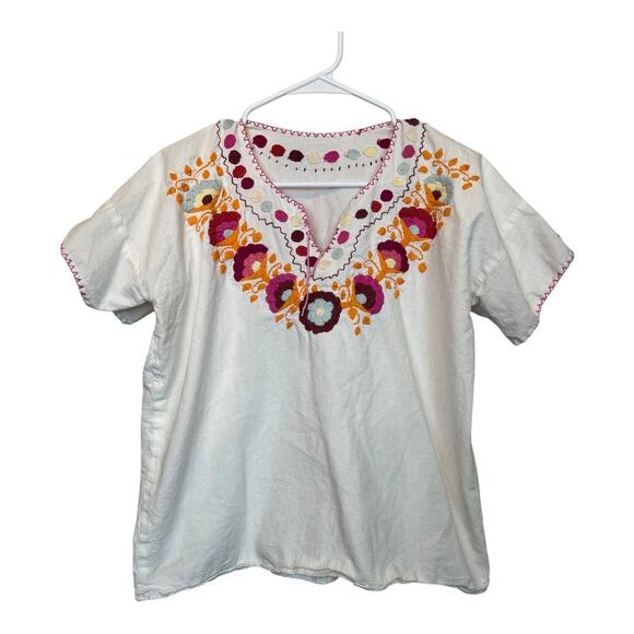 Unbranded Tops - Embroidered Floral Boho Blouse Shirt Top Cottage Indie Fairy Festival Hippie
